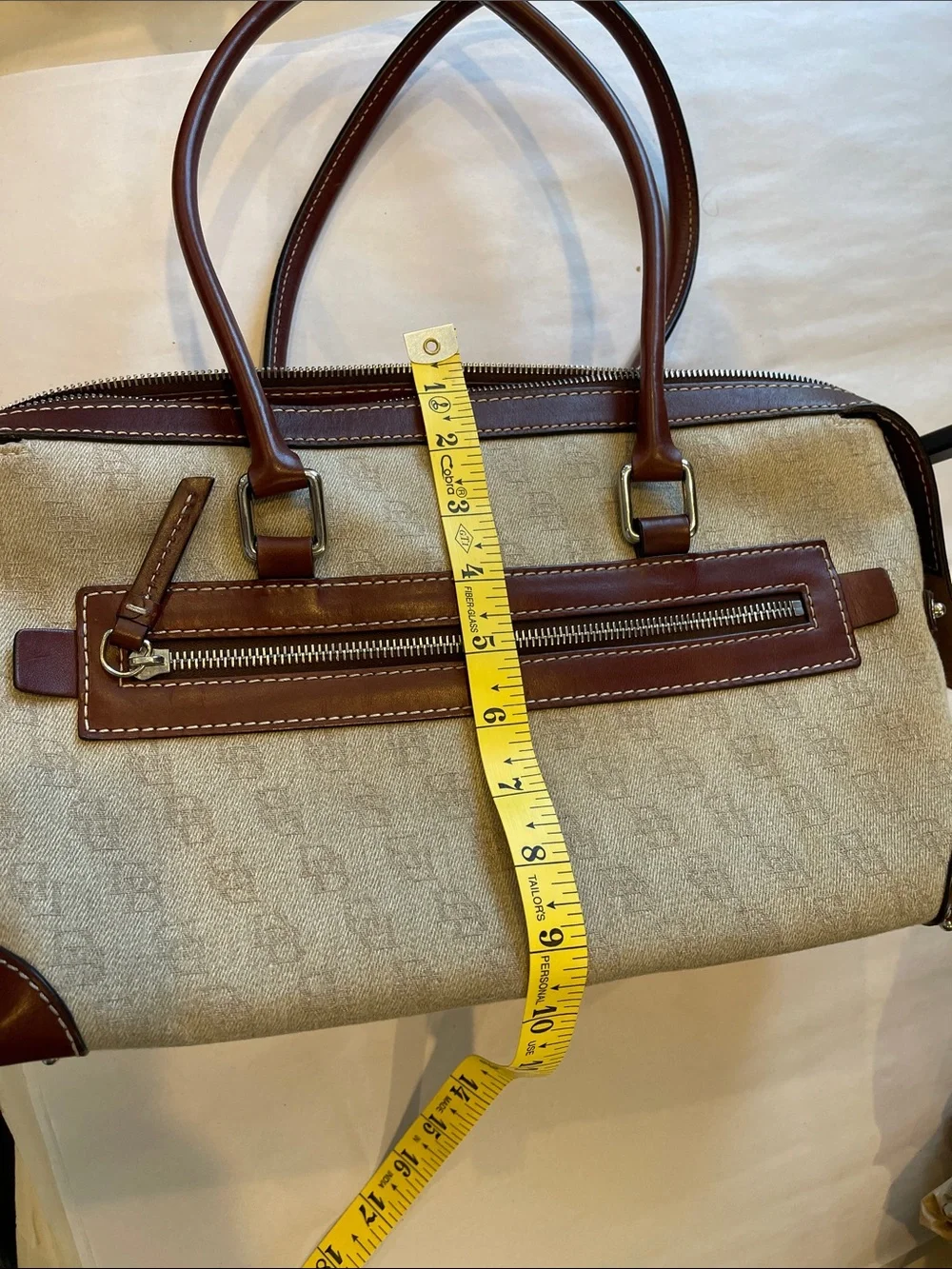 DOONEY & BOURKE MONOGRAM CANVAS LEATHER SATCHEL PURSE HANDBAG